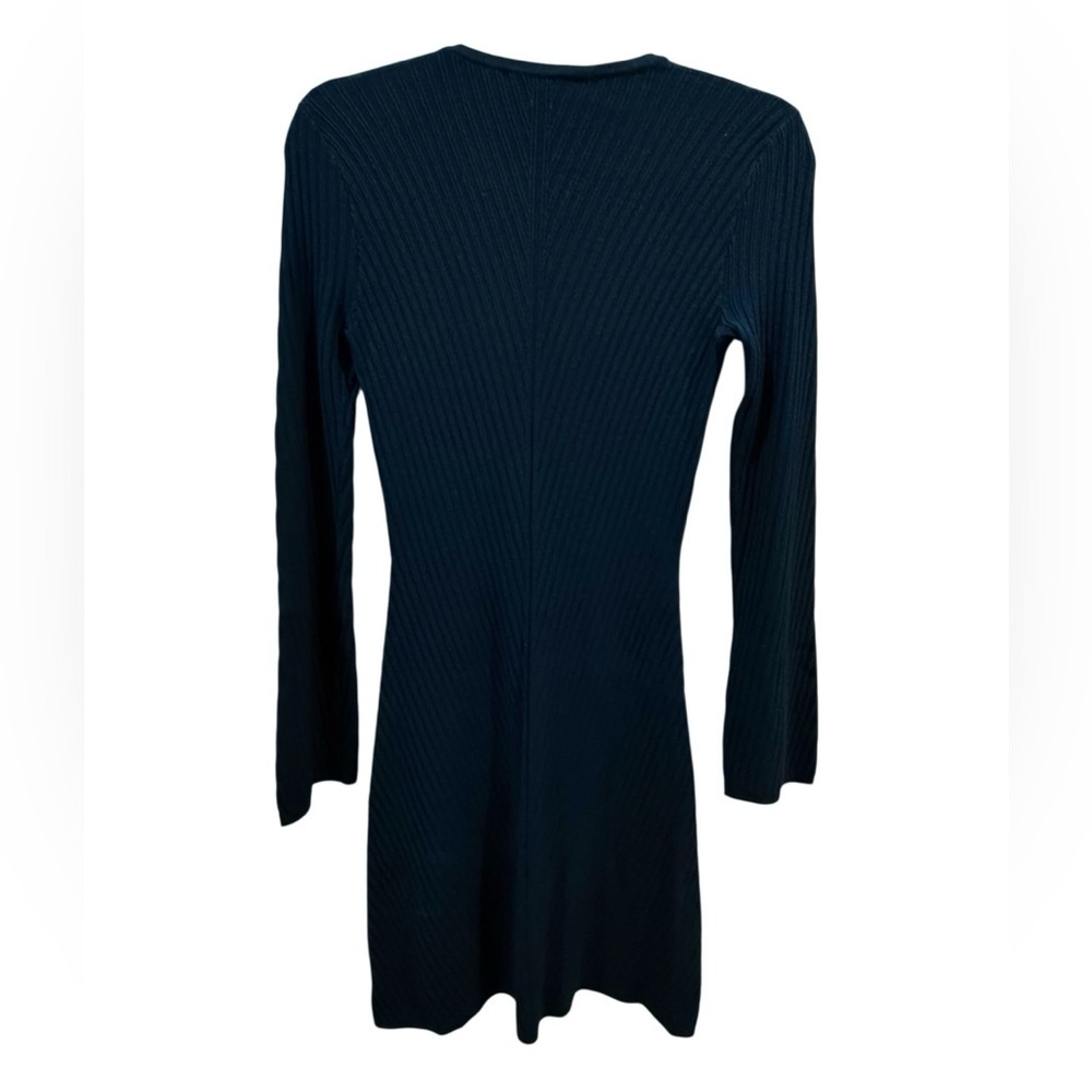 Theory Ardesia Ribbed Knit Dress XS – Dark Green Long Sleeve Minimalist - Picture 6 of 7